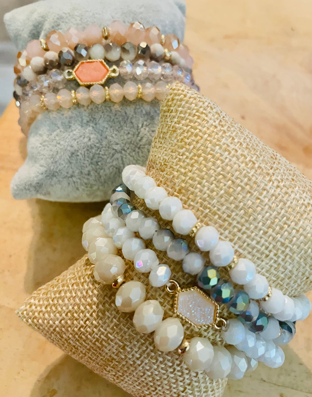 Handmade Druzy Beaded Bracelet Set (4 bracelets)