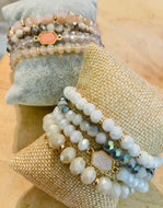 Handmade Druzy Beaded Bracelet Set (4 bracelets)