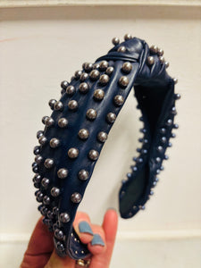 Leather Wide Knot Pearl Headbands