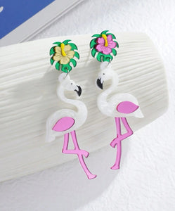 New Acrylic Glitter Flamingo Earrings