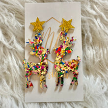 Confetti Reindeer Christmas Earrings