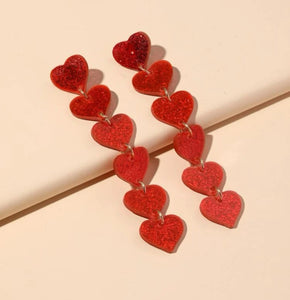 Acrylic Heart Long Dangle Earrings