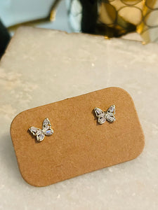 Tiny Rhinestone Butterfly Studs