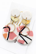 Pink and White Clay Earrings