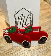 Acrylic Christmas Tree and Old Red Truck
