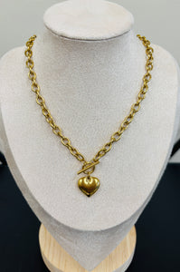 Chunky Heart Gold Necklaces