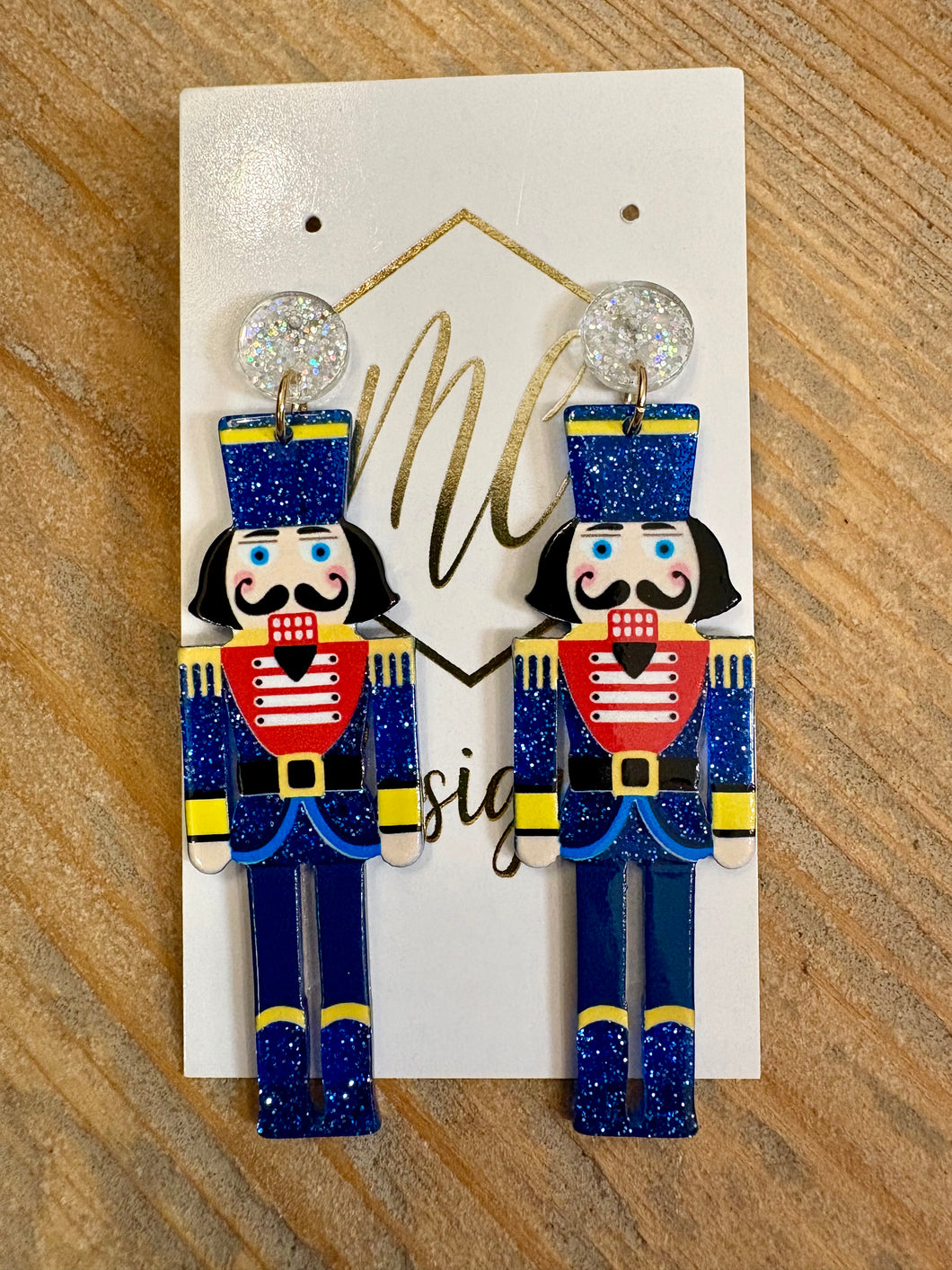 Acrylic Glitter Nutcracker Earrings