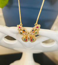 Colorful Rhinestone Butterfly Necklace