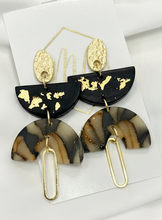 Three Tier Clay Gold Flake Earrings