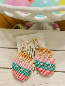 Large Beaded Egg Easter Earrings