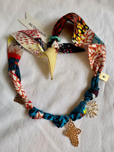 Colorful Blue Pink and Seafoam Scarf Necklaces