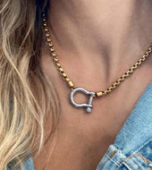 Box Chain Choker Dual Color Buckle Clasp Necklace