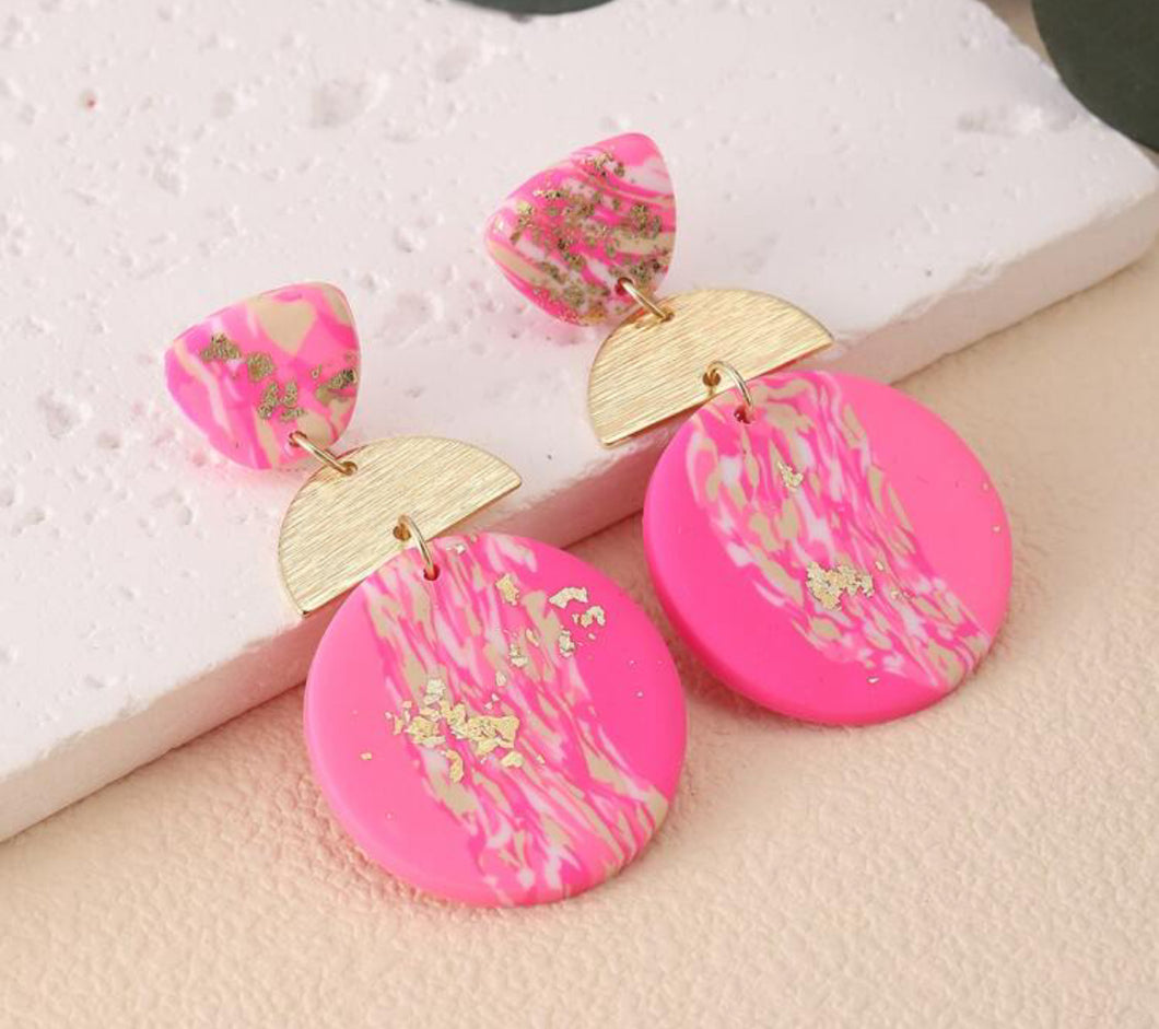 Hot Pink Clay Earrings