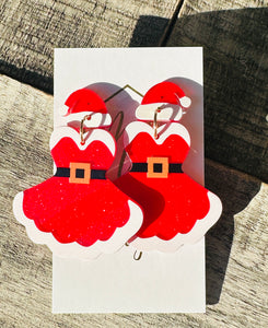 Mrs Clause Dress Christmas Earrings