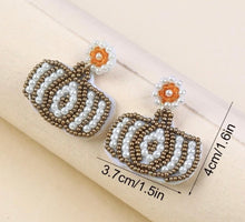 Sm/med Beaded Pumpkin Earrings Halloween
