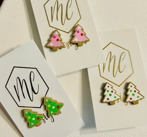 Acrylic Christmas Tree Studs with Ornaments