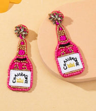 Pink Beaded Champagne Earrings