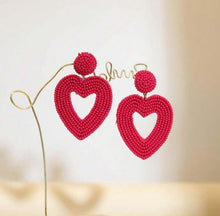 Open Heart Beaded Earrings Valentine's Day