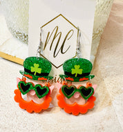 St Patrick Leprechaun Acrylic Earrings