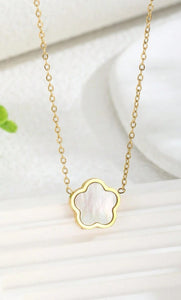 Shell Gold Flower Charm Necklace
