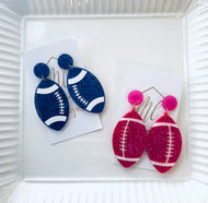 Acrylic Glitter Football Earrings