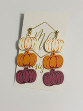 Triple Acrylic Painted Dangle Halloween Fall Pumpkins