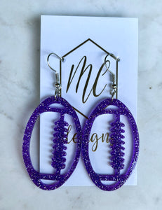 Acrylic Glitter Open Football Earrings