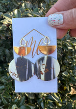 Gray Cream Gold Flake Earrings