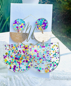 Fun Confetti Tiered Acrylic Earrings