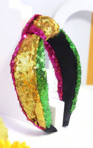 Mardi Gras Jeweled Sequin and Leather Headbands