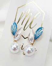Enamel Flower Petal Pearl Earrings