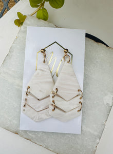 White and Gold Flaked Clay Earrings