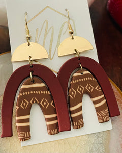 Maroon Double Horseshoe Earrings