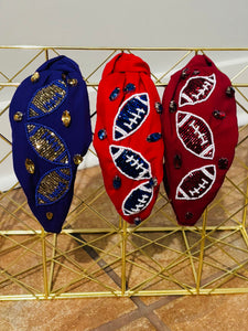 Iridescent Shiny Beaded Football Headbands