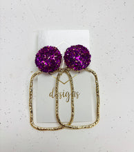 Statement Glitter Rectangular Textured Gold Earrings