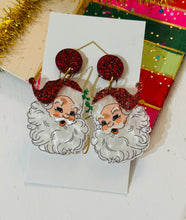 Glitter Acrylic Santa Clause Christmas Earrings