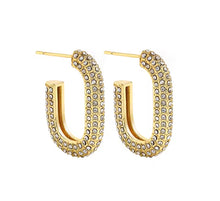 Oval Rhinestone Gold Hoop