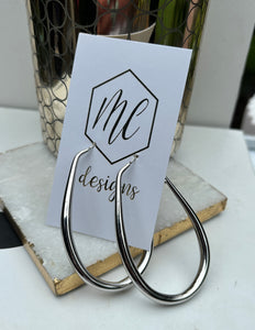 Large Elongated Hoop Matte Gold Earrings