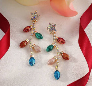 Jeweled Christmas Light Bulb  Earrings