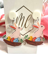 Acrylic Easter Bunny and Basket Earrings