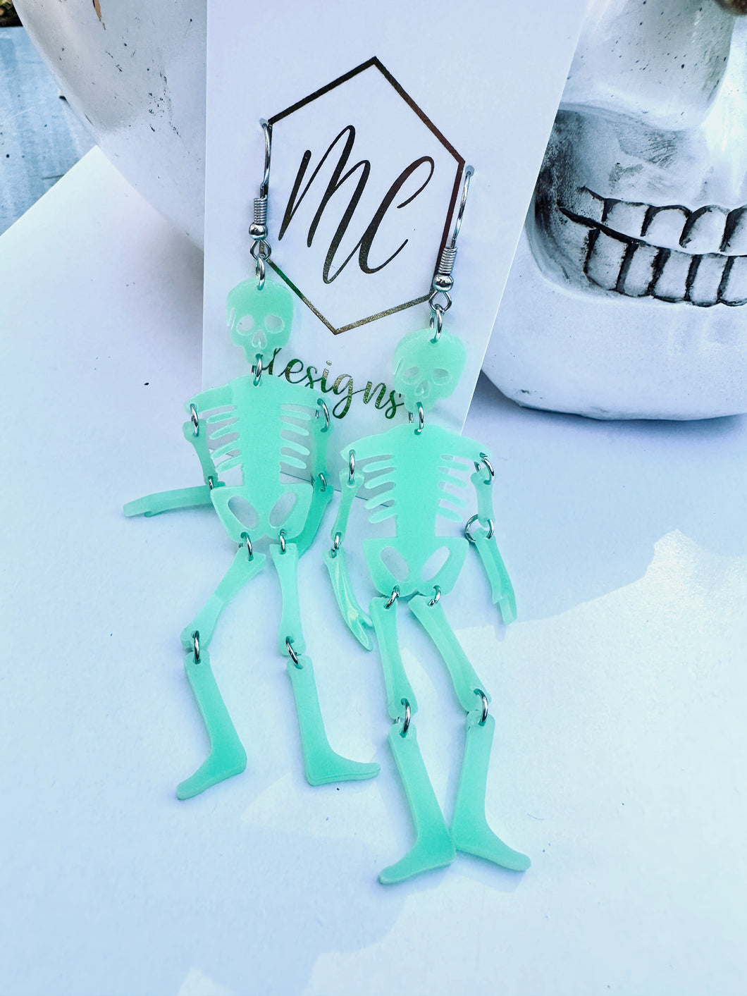 Acrylic Full Body Skeleton Halloween Earrings