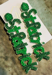 Beaded St Patty Day Earrings