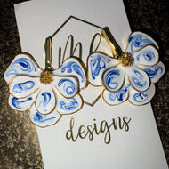 Blue Swirl Floral Earrings