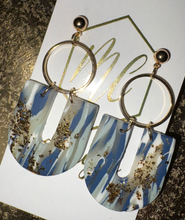 Marbled U-shaped Gold Flake Clay Earrings