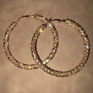 Large Exaggerated Crystal Hoop Earrings