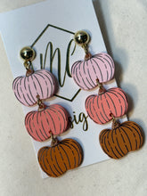 Triple Acrylic Painted Dangle Halloween Fall Pumpkins
