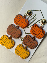 Triple Acrylic Painted Dangle Halloween Fall Pumpkins