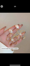 Gold Flower Earrings with Pearl Post