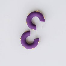 Small Solid Color Think Gold Accented Hoop Earrings