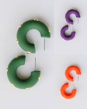 Small Solid Color Think Gold Accented Hoop Earrings